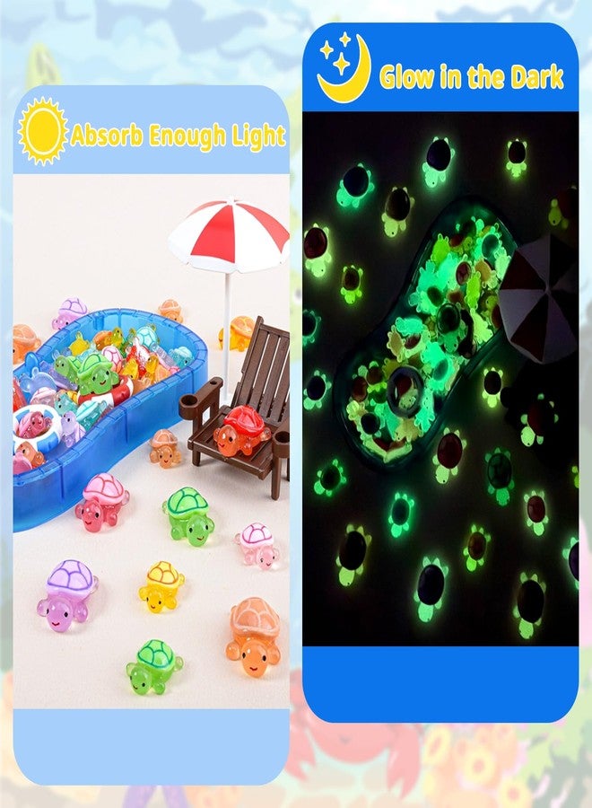 انفين مجموعة أنفين المكونة من 40 قطعة من مجسمات السلاحف المصغرة المضيئة في الظلام، مصنوعة من الراتنج اللطيف بأربعة أحجام وعشرة ألوان زاهية - مثالية لأحواض السمك، وبيوت الدمى، وأحواض السمك، وحدائق الجنيات، وهدايا مميزة - Image 3